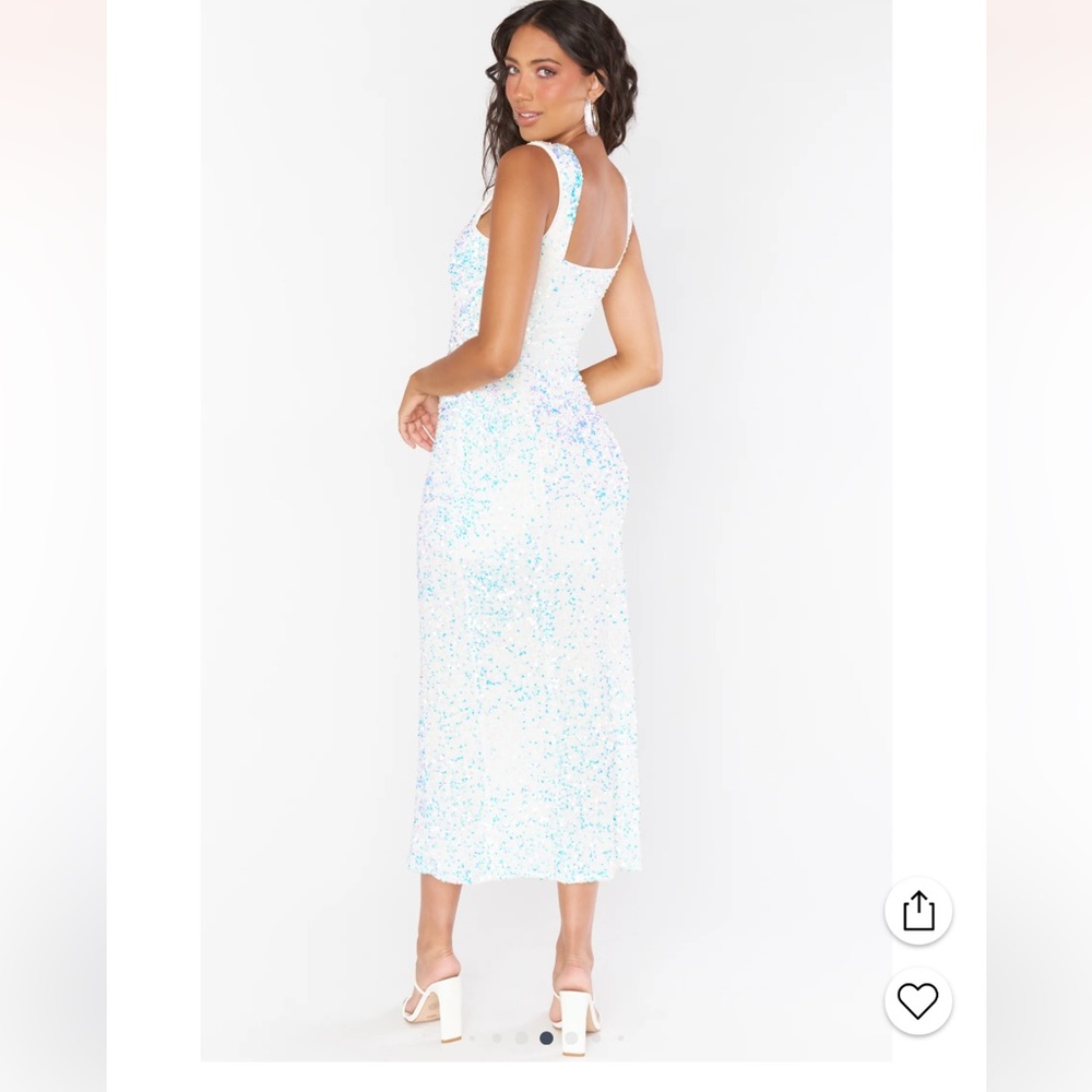 Show Me Your Mumu Eden Midi Dress in White Sparkle Sequin XL - Picture 2 of 8